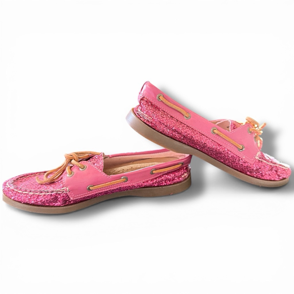 Women's Sperry Pink Glitter Boat Shoes Flats & Loafers Size 7.5 - Picture 3 of 6